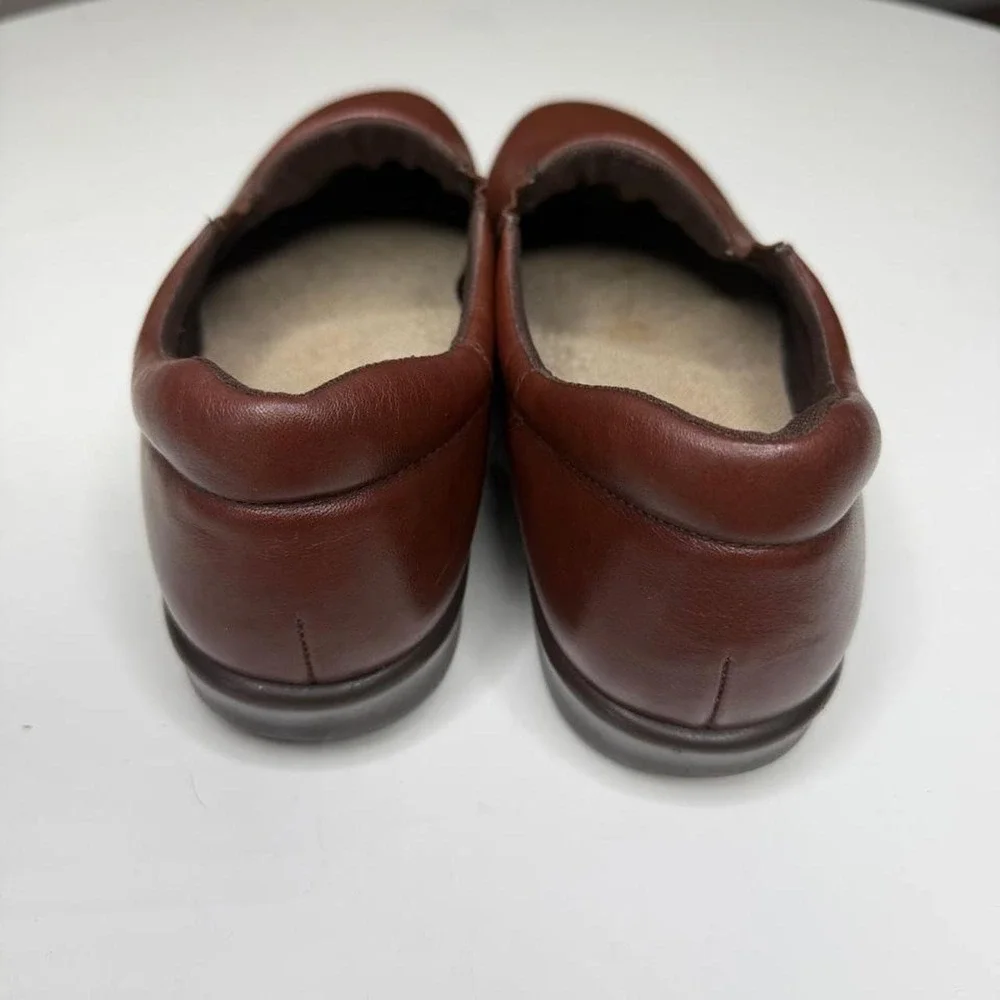 SAS Brown Leather Comfort Slip-On Loafers Granny core